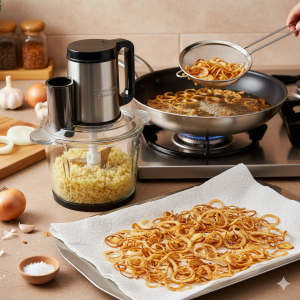 تهیه سیر و پیاز داغ مجلسی در حجم زیاد با خردکن